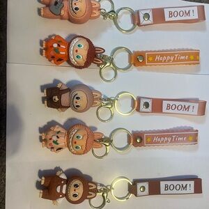 Cute Animal Keychain Set - Brown and Orange